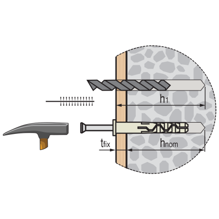 Дюбель-гвоздь нейлоновый PDGN UK 6x60 потайная манжета, нержавеющий гвоздь