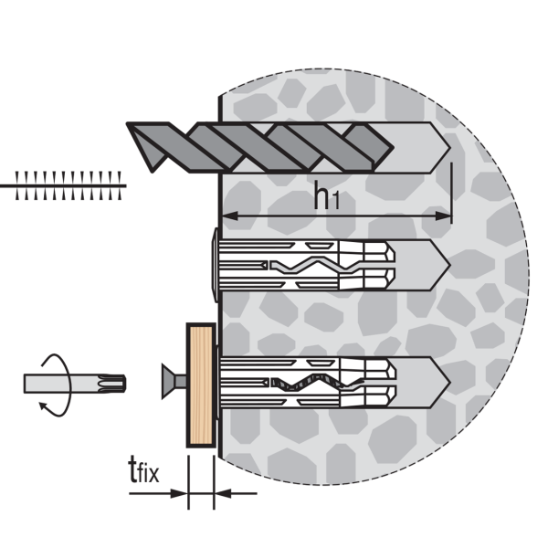Универсальный нейлоновый дюбель для любых стен Multi Универсальный нейлоновый дюбель для любых стен Multi