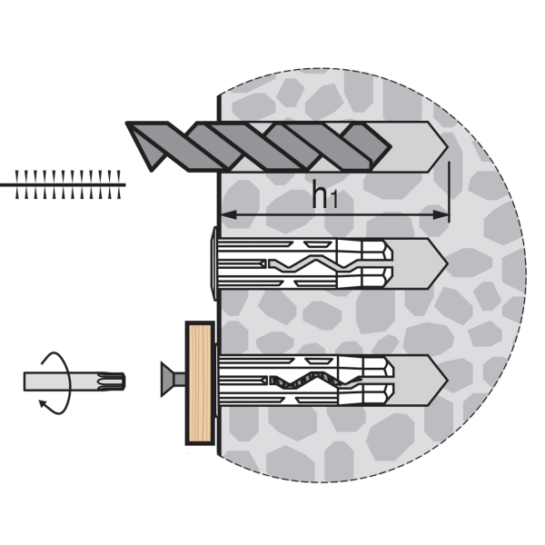 Универсальный нейлоновый дюбель для любых стен Multi Универсальный нейлоновый дюбель для любых стен Multi